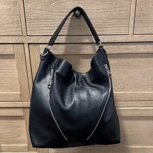 Rebecca Minkoff 'Moto' Hobo Bag in black with silver zipper